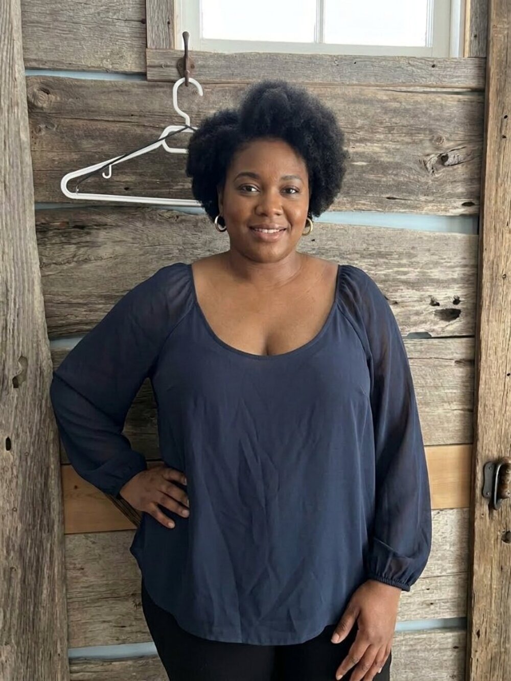 addition Elle plus size X NWT Navy dual layer blouse